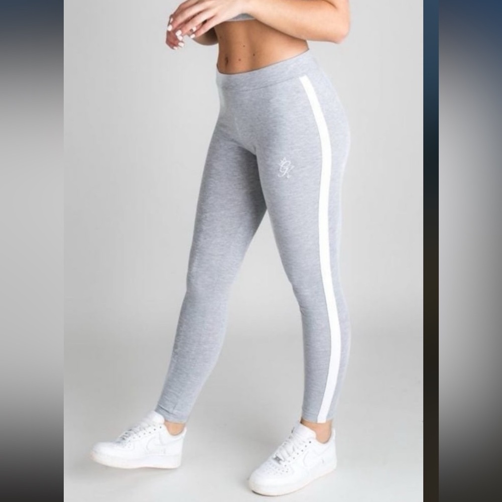 Gym King Linear Grey Striped Leggings